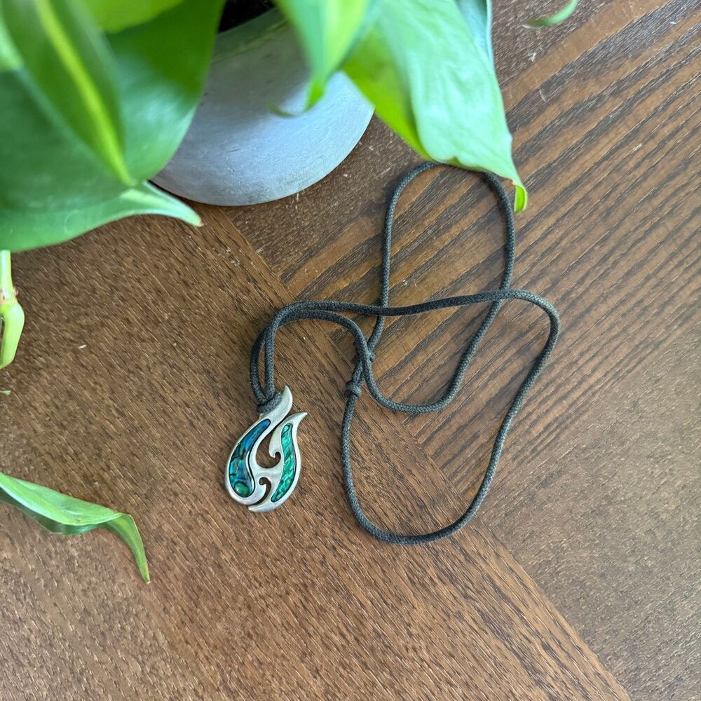 Abalone Shell Fish Hook Necklace Coastal Boho Jewelry